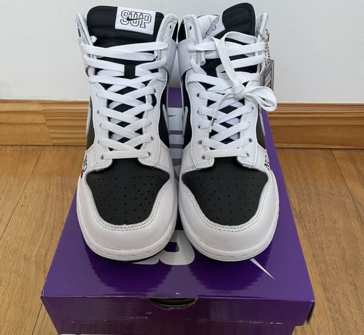 Supreme Sb Dunk High By Any Means Black White Red Size 8
