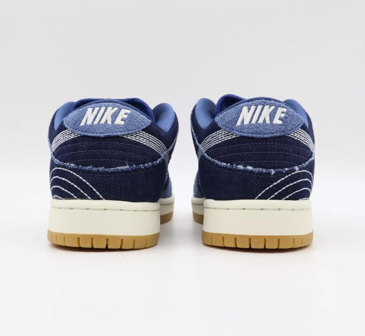 Cv0316-400 Nike Sb Dunk Low Sashiko Denim Gum Mystic Navy Light Brown