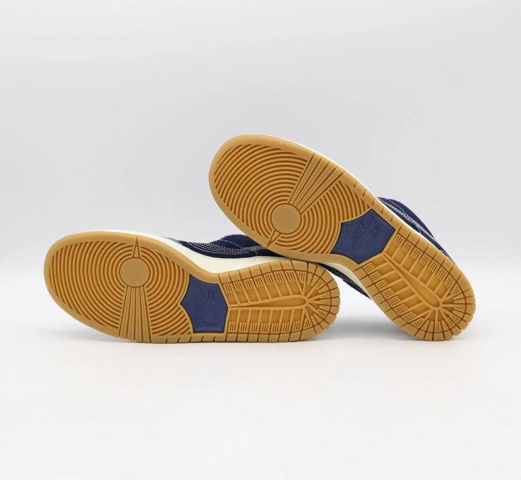 Cv0316-400 Nike Sb Dunk Low Sashiko Denim Gum Mystic Navy Light Brown