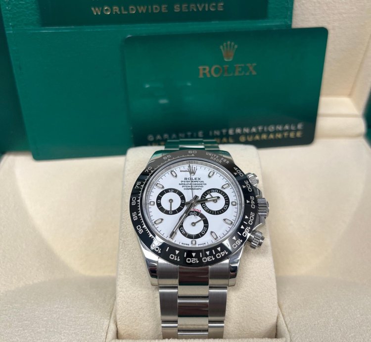 Rolex Daytona 40mm Stainless Steel White Panda Index Dial Ceramic Bezel 116500ln