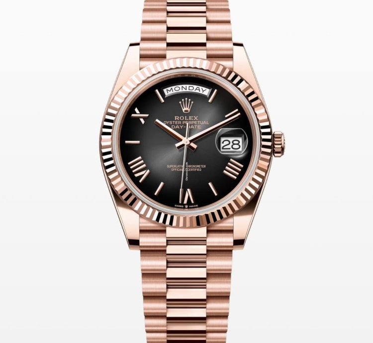 Rolex Day-date 40 2024 Rose Gold Day-date 40 Black Ombr Dial 228235 Unworn Box And Papers