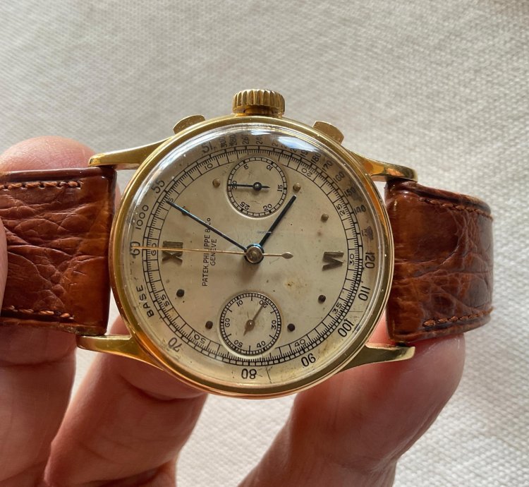 Patek Philippe Chronograph Ref 130 Raro Por Tener Agujas Negras Habitualmente De Oro