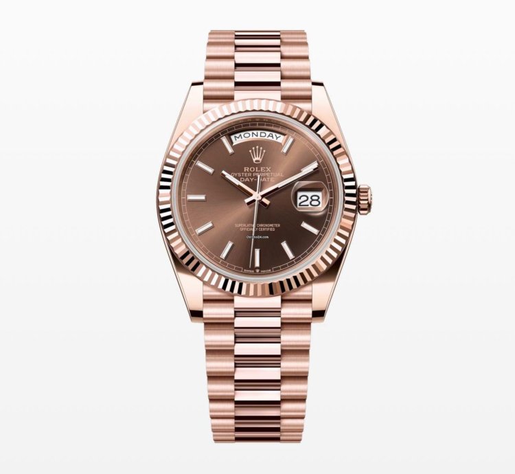 Rolex Day-date 40 2024 Rose Gold Day-date 40 Chocolate Baton Dial 228235 Unworn Box And Papers