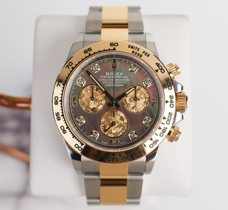 Rolex Daytona 40mm Steel Yellow Gold Tahitian Mother Of Pearl Diamond Dial 116503