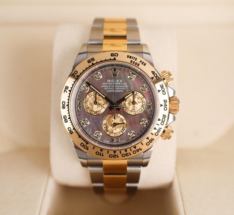 Rolex Daytona 40mm Steel Yellow Gold Tahitian Mother Of Pearl Diamond Dial 116503