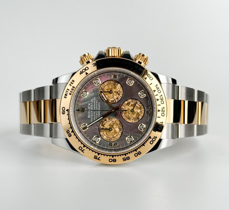 Rolex Daytona 40mm Steel Yellow Gold Tahitian Mother Of Pearl Diamond Dial 116503