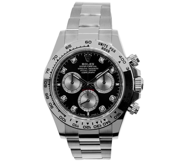 Rolex Daytona 40mm White Gold Black Diamond Dial White Gold Bezel 126509