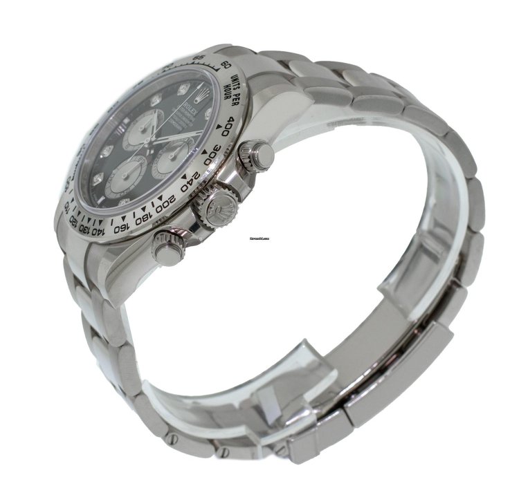 Rolex Daytona 40mm White Gold Black Diamond Dial White Gold Bezel 126509