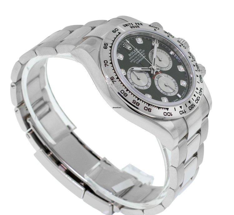Rolex Daytona 40mm White Gold Black Diamond Dial White Gold Bezel 126509