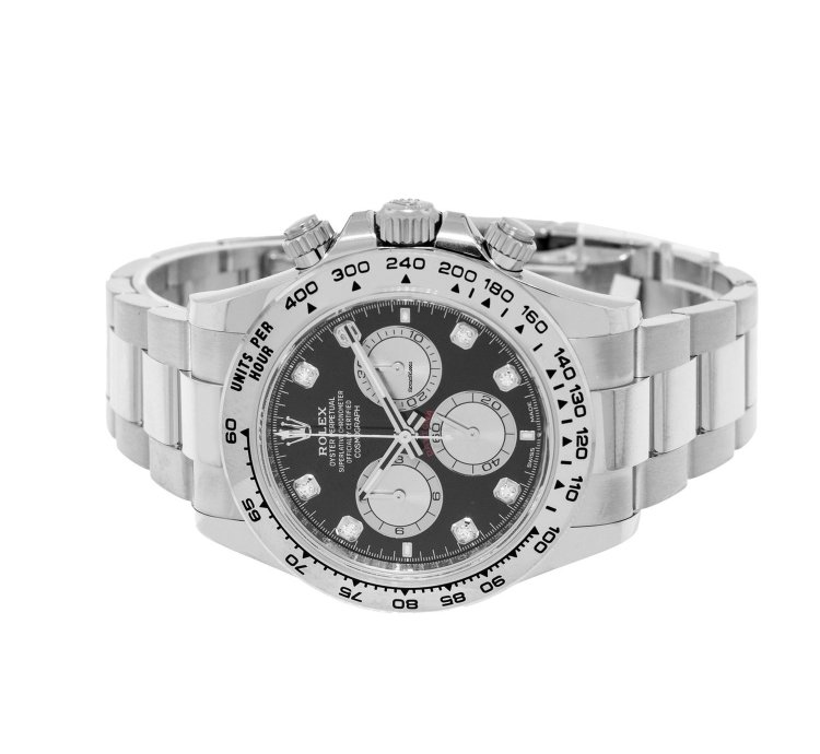 Rolex Daytona 40mm White Gold Black Diamond Dial White Gold Bezel 126509
