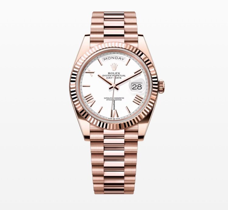 Rolex Day-date 40 2024 Rose Gold Day-date 40 White Roman Dial 228235 Unworn Box And Papers