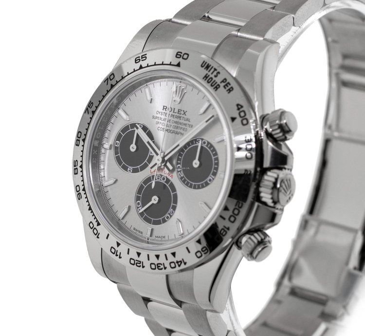 Rolex Daytona 40mm White Gold Silver Index Dial White Gold Bezel 126509