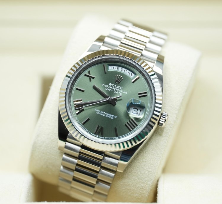 Rolex Day-date 40 2024 White Gold Day-date 40 Green Olive Dial Unworn Box And Papers 228239