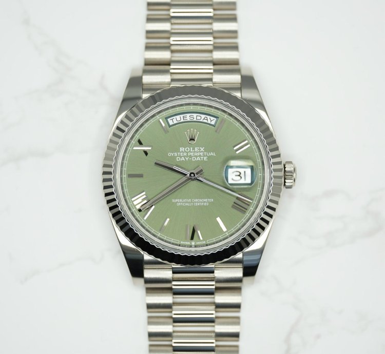 Rolex Day-date 40 2024 White Gold Day-date 40 Green Olive Dial Unworn Box And Papers 228239
