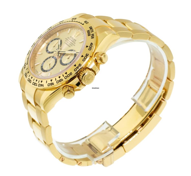 Rolex Daytona 40mm Yellow Gold Champagne Index Dial Gold Bezel 126508