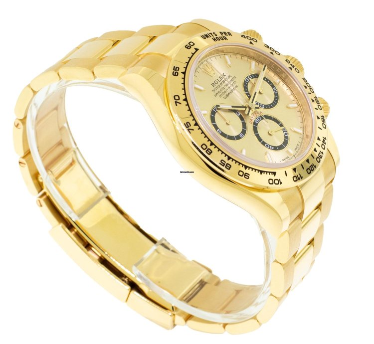 Rolex Daytona 40mm Yellow Gold Champagne Index Dial Gold Bezel 126508