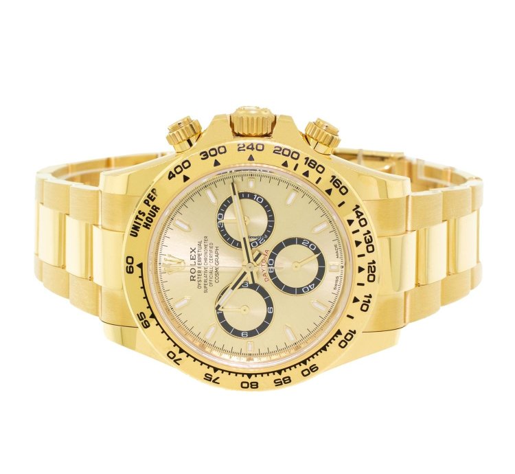 Rolex Daytona 40mm Yellow Gold Champagne Index Dial Gold Bezel 126508