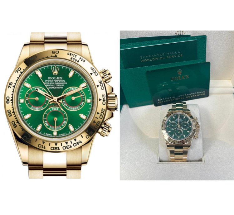 Rolex Daytona 40mm Yellow Gold Cosmograph Green Index Dial 116508