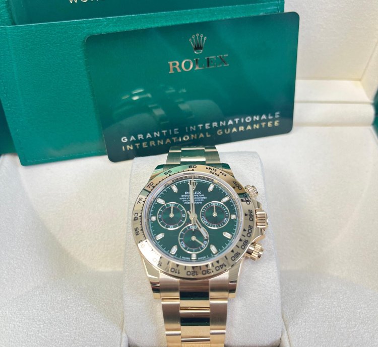 Rolex Daytona 40mm Yellow Gold Cosmograph Green Index Dial 116508
