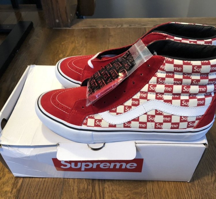 Supreme Vans Red Checkered Sk8-hi Pro Sz 11 5