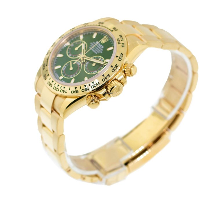 Rolex Daytona 40mm Yellow Gold John Mayer Green Index Dial Gold Bezel 116508
