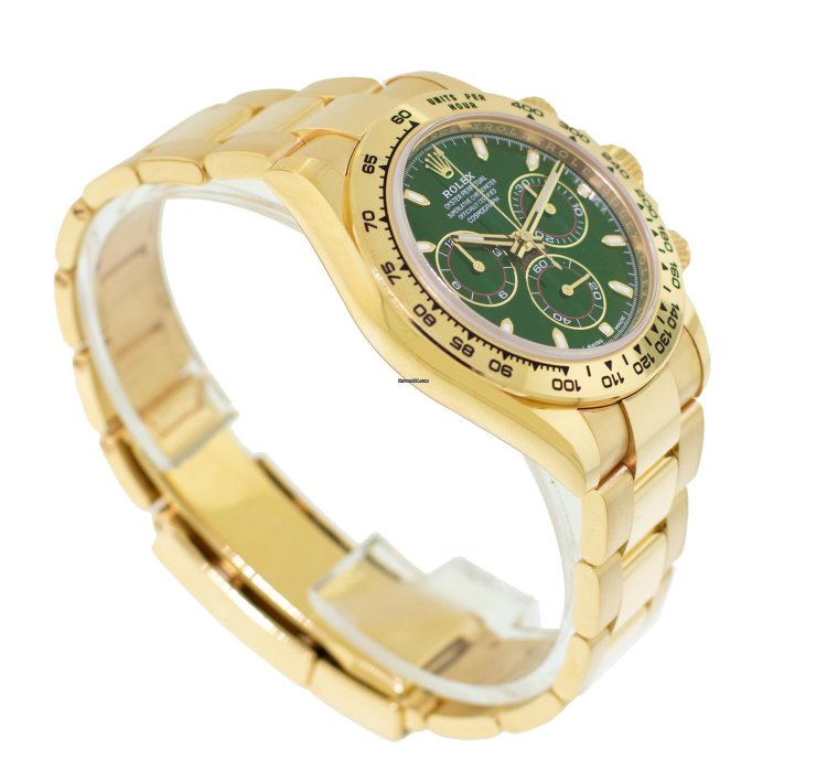 Rolex Daytona 40mm Yellow Gold John Mayer Green Index Dial Gold Bezel 116508