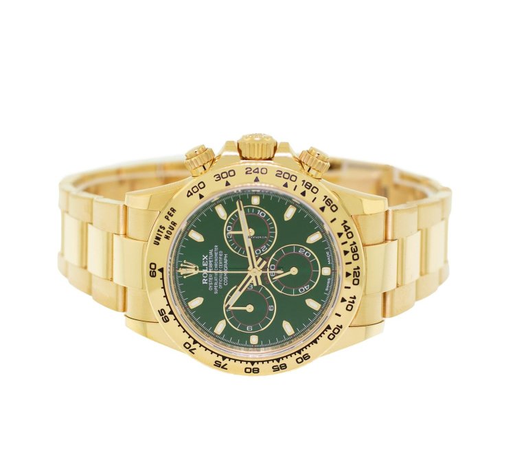 Rolex Daytona 40mm Yellow Gold John Mayer Green Index Dial Gold Bezel 116508