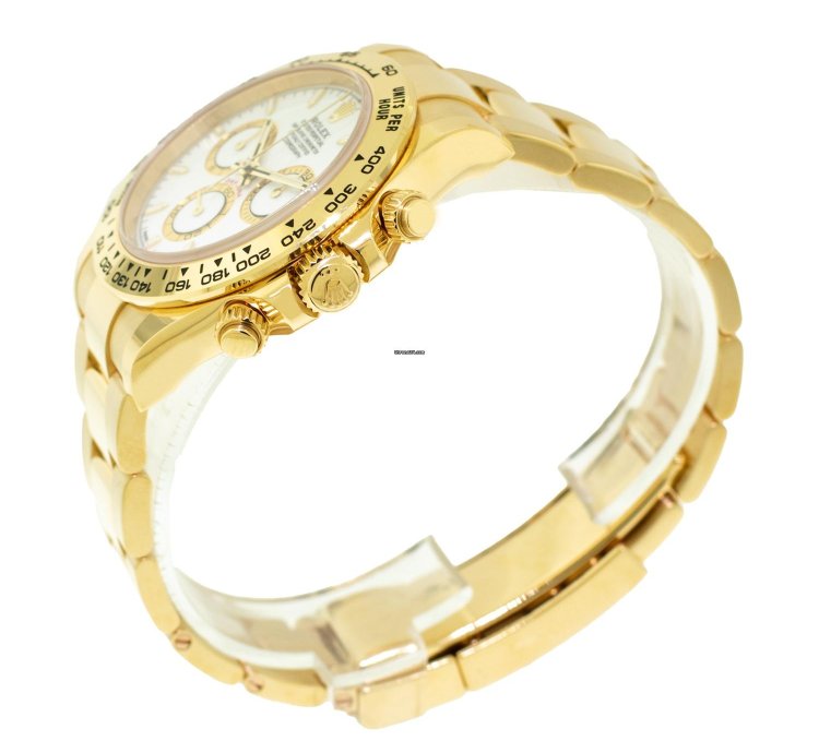 Rolex Daytona 40mm Yellow Gold White Index Dial Gold Bezel 126508