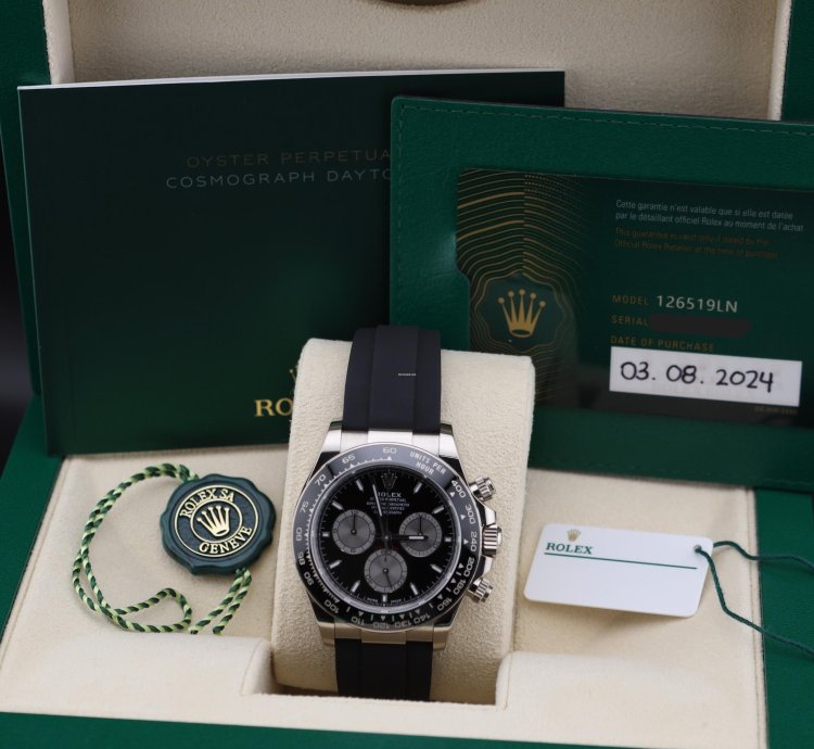 Rolex Daytona Baby Le Mans White Gold Oysterflex Black Dial 126519ln 2024