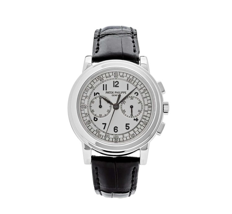 Patek Philippe Complications 5070g-001 Annual Calendar Chronograph White Gold Silver Dial 2005