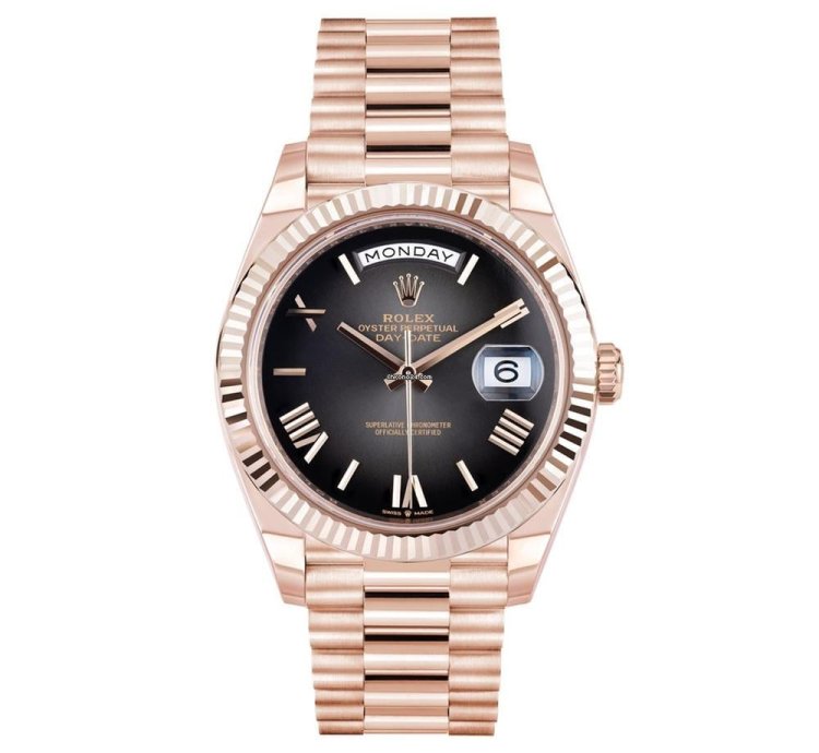 Rolex Day-date 40 228235 18k Rose Gold Black Ombre Roman Dial 40 Mm