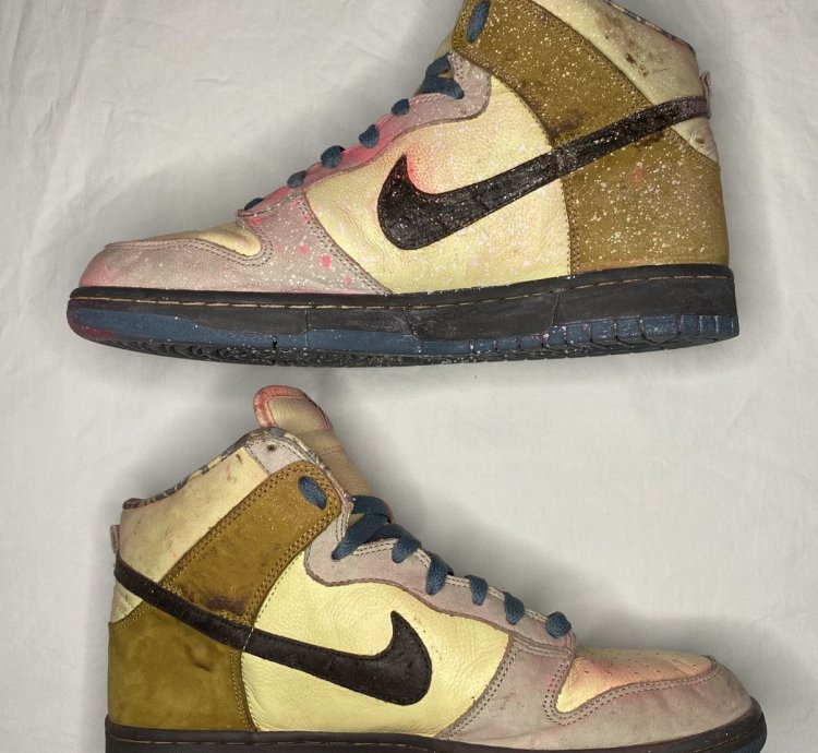 Size 9 5 - Nike Dunk Premium High Yellow - Paint Damage