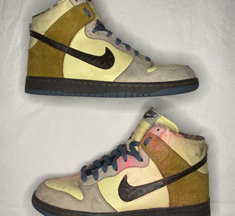 Size 9 5 - Nike Dunk Premium High Yellow - Paint Damage