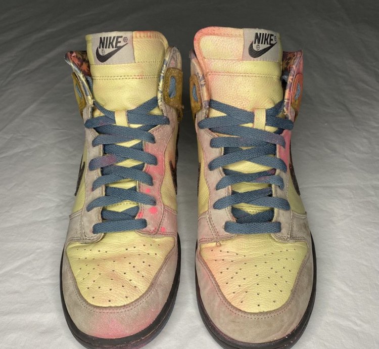 Size 9 5 - Nike Dunk Premium High Yellow - Paint Damage