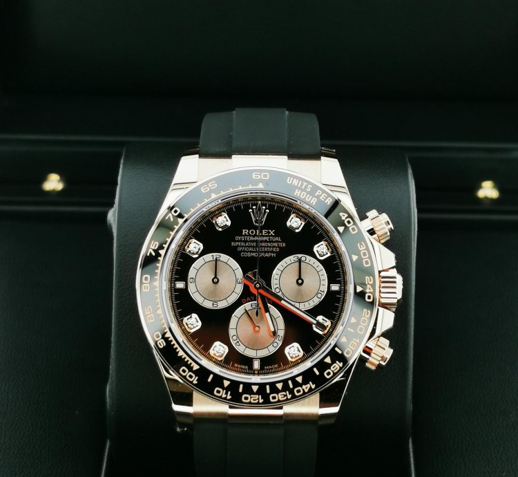 Rolex Daytona Basel One 126515ln Black Dial With Diamond Rose Gold Daytona 40mm