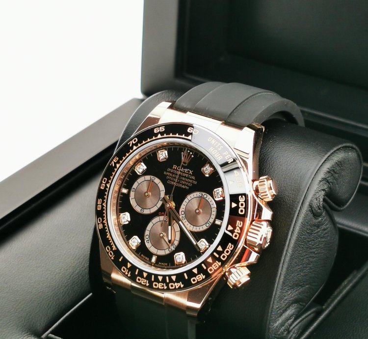 Rolex Daytona Basel One 126515ln Black Dial With Diamond Rose Gold Daytona 40mm