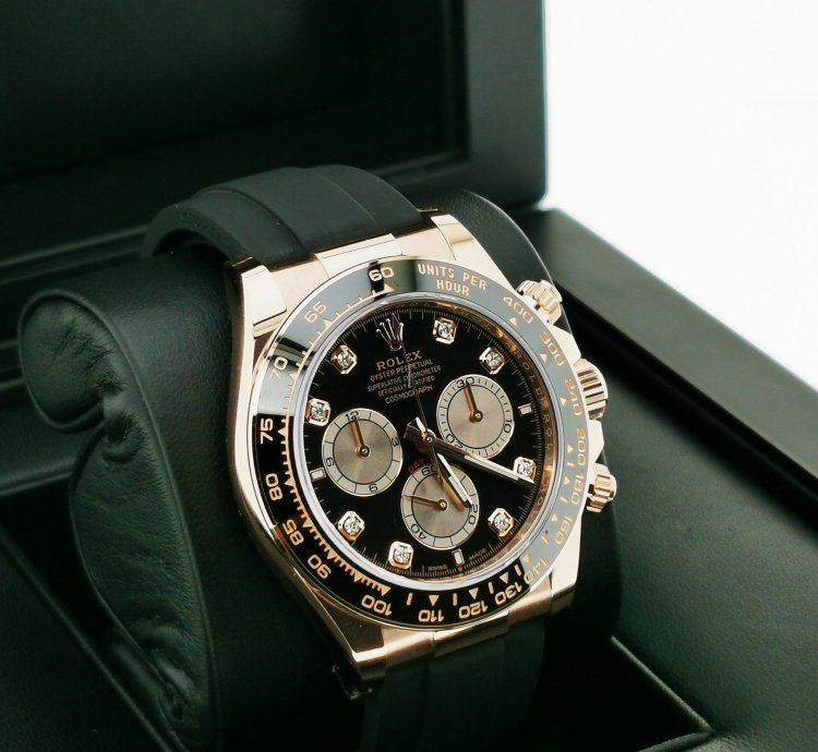 Rolex Daytona Basel One 126515ln Black Dial With Diamond Rose Gold Daytona 40mm