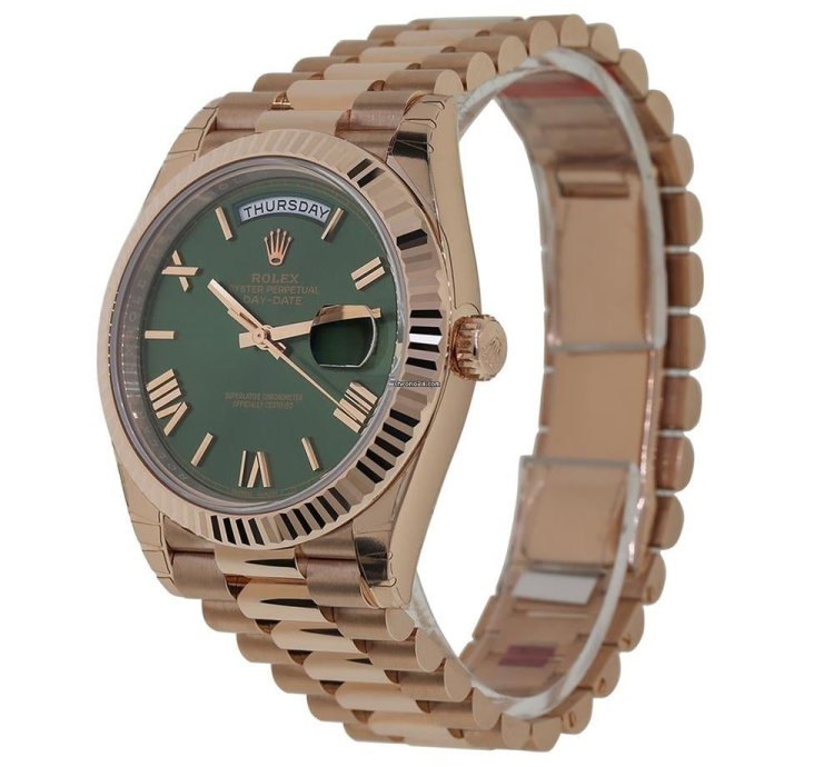 Rolex Day-date 40 228235 18k Rose Gold Olive Green Roman Dial 40 Mm