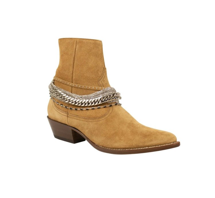 Tan Suede Chain Western Boot Size 43