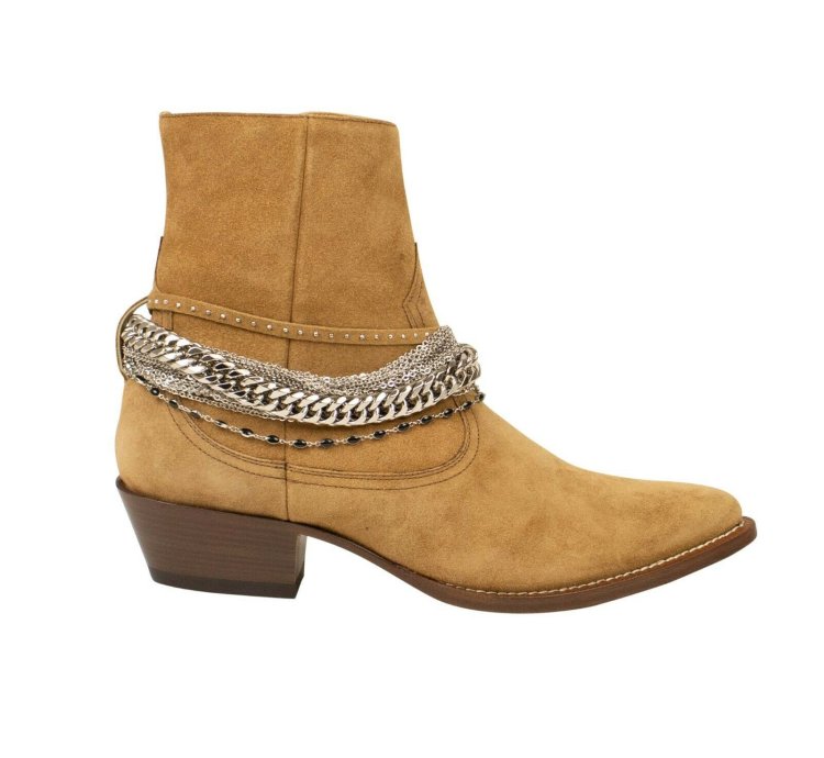 Tan Suede Chain Western Boot Size 43