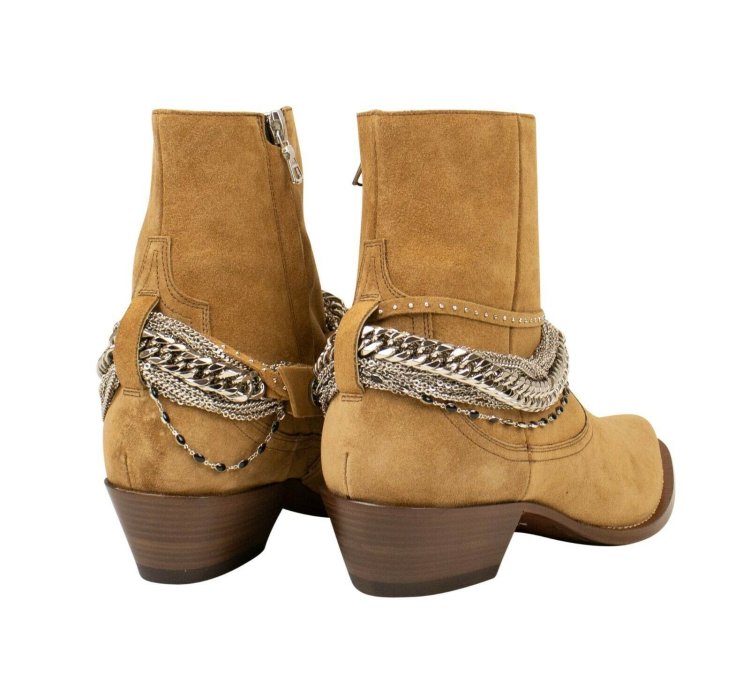Tan Suede Chain Western Boot Size 44