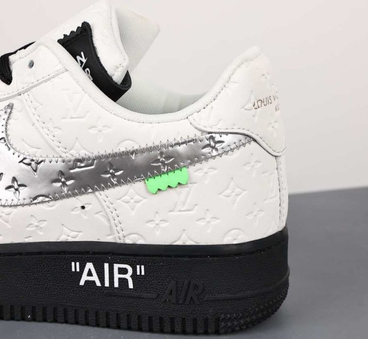 Lv X Nike Air Force Low White Black Silver