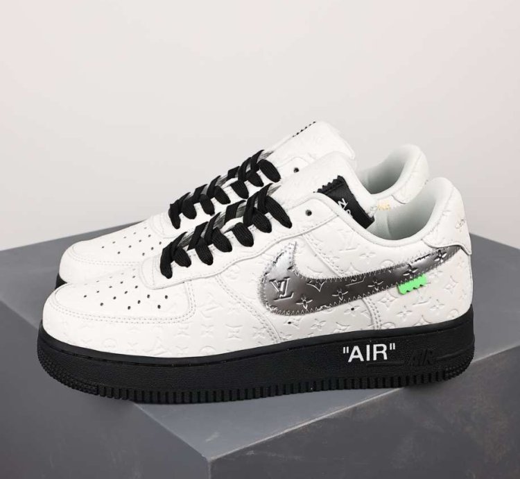Lv X Nike Air Force Low White Black Silver