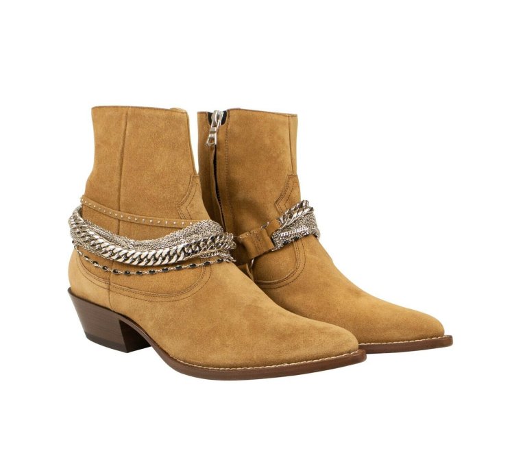 Tan Suede Chain Western Boot Size 45