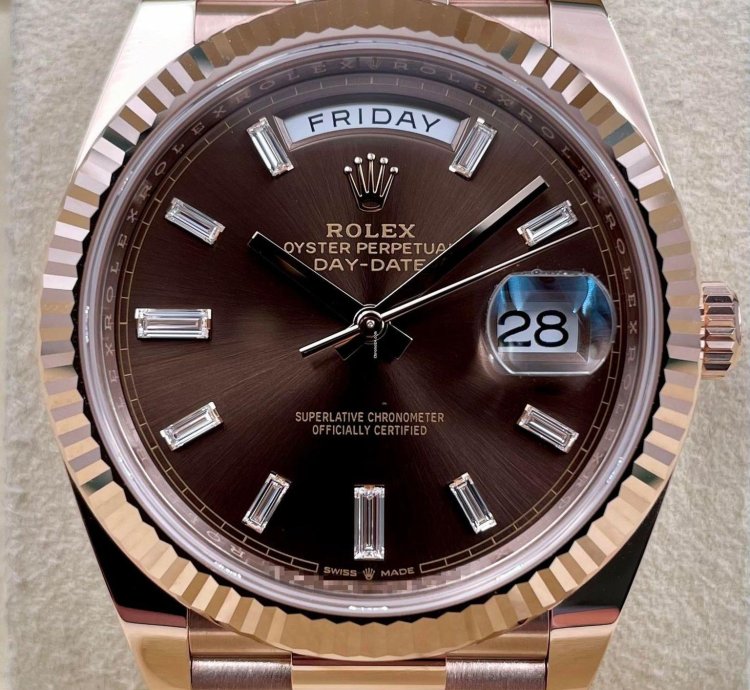 Rolex Day-date 40 228235 40mm Rose Gold Chocolate Baguette Dial Unworn 2024