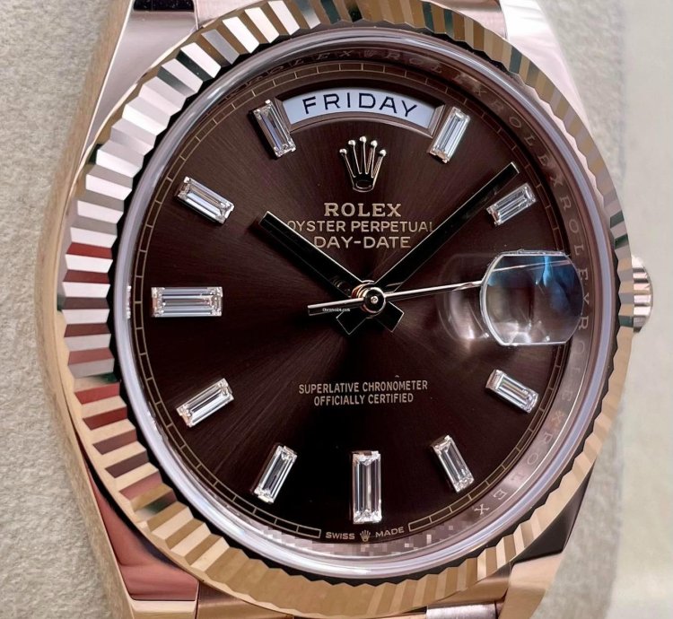 Rolex Day-date 40 228235 40mm Rose Gold Chocolate Baguette Dial Unworn 2024