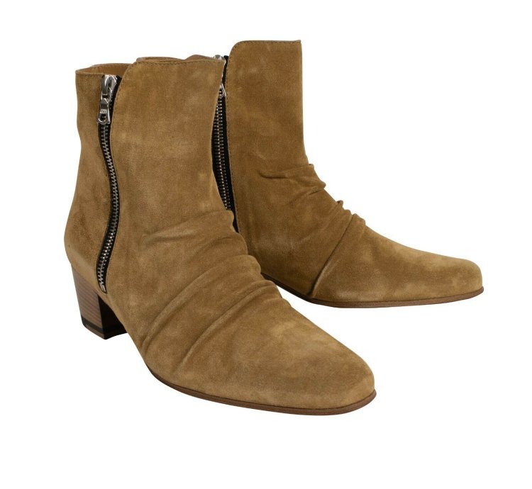 Tan Suede Stack Ankle Boots Shoe Size 6 36