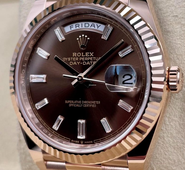 Rolex Day-date 40 228235 40mm Rose Gold Chocolate Baguette Dial Unworn 2024