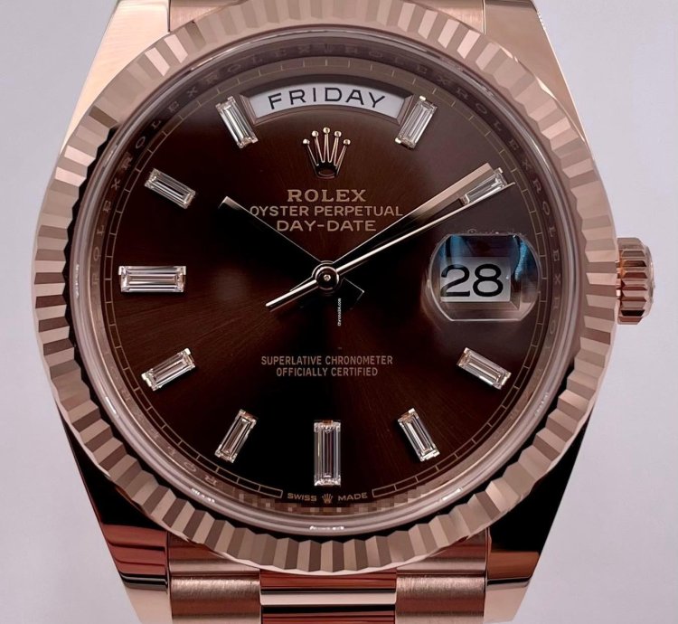 Rolex Day-date 40 228235 40mm Rose Gold Chocolate Baguette Dial Unworn 2024