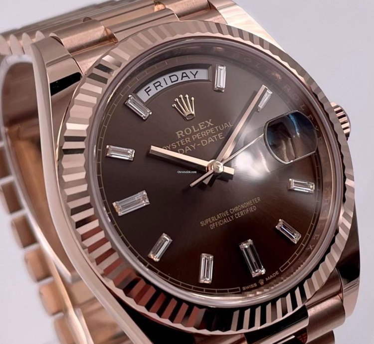 Rolex Day-date 40 228235 40mm Rose Gold Chocolate Baguette Dial Unworn 2024